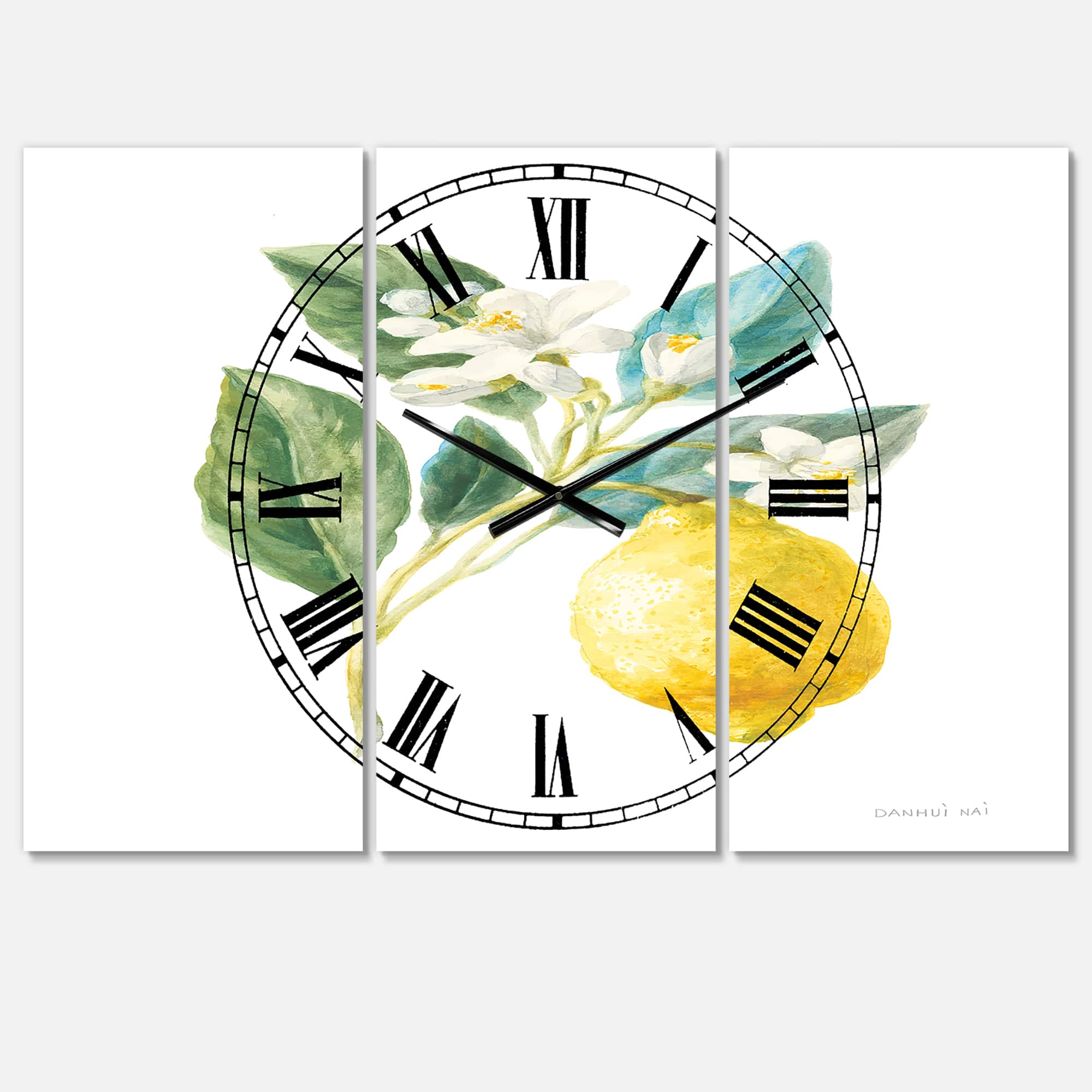 Designart 'Floursack Lemon I Farmhouse Multipanel Wall Clock